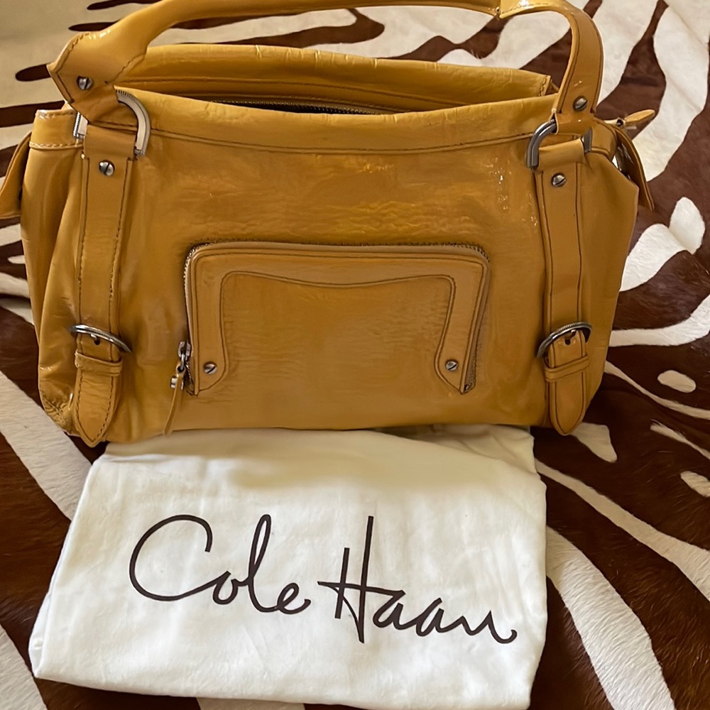 Cole Haan yellow patent leather satchel